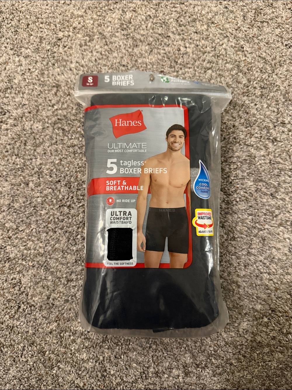 Hanes Men's Ultimate 5-Pack Tagless Boxer Briefs Multi Color Pack Small NEW